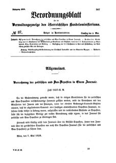 Verordnungsblatt für die Verwaltungszweige des österreichischen Handelsministeriums 18590514 Seite: 1