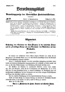 Verordnungsblatt für die Verwaltungszweige des österreichischen Handelsministeriums 18590524 Seite: 1