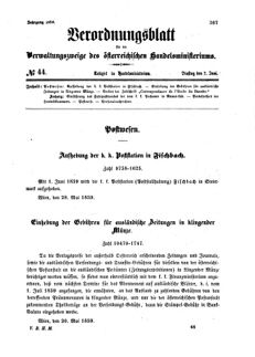 Verordnungsblatt für die Verwaltungszweige des österreichischen Handelsministeriums 18590607 Seite: 1