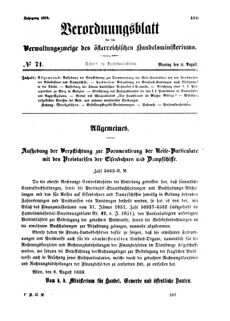 Verordnungsblatt für die Verwaltungszweige des österreichischen Handelsministeriums 18590816 Seite: 1